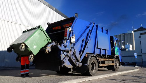 Waste collection truck in Walthamstow streets
