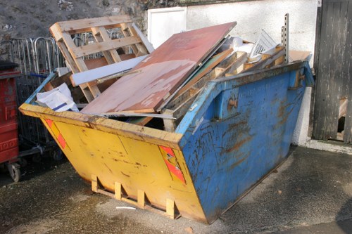 Commercial waste removal crew and equipment overview